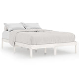 Bed Frame without Mattress White Solid Wood 135x190 cm - Front View