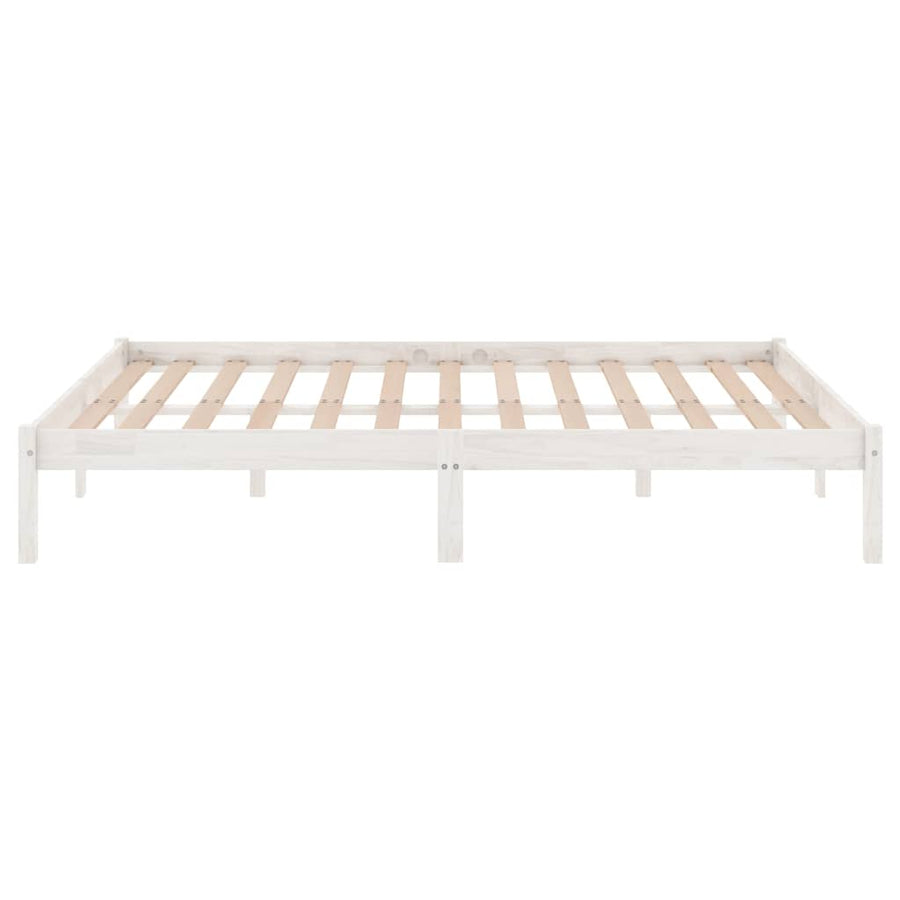 Bed Frame without Mattress White Solid Wood 135x190 cm
