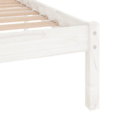 Bed Frame without Mattress White Solid Wood 135x190 cm - Rear View