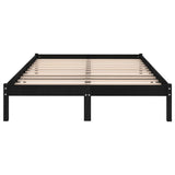 Bed Frame without Mattress Black Solid Wood 135x190 cm
