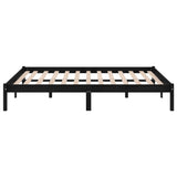 Bed Frame without Mattress Black Solid Wood 135x190 cm - 45-Degree Angle