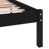 Bed Frame without Mattress Black Solid Wood 135x190 cm - Rear View