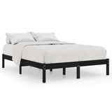 Bed Frame without Mattress Black Solid Wood 150x200 cm - Front View