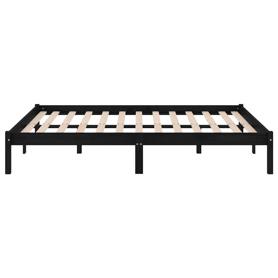 Bed Frame without Mattress Black Solid Wood 150x200 cm