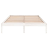 Bed Frame without Mattress White Solid Wood 183x203 cm King - Top-Down View