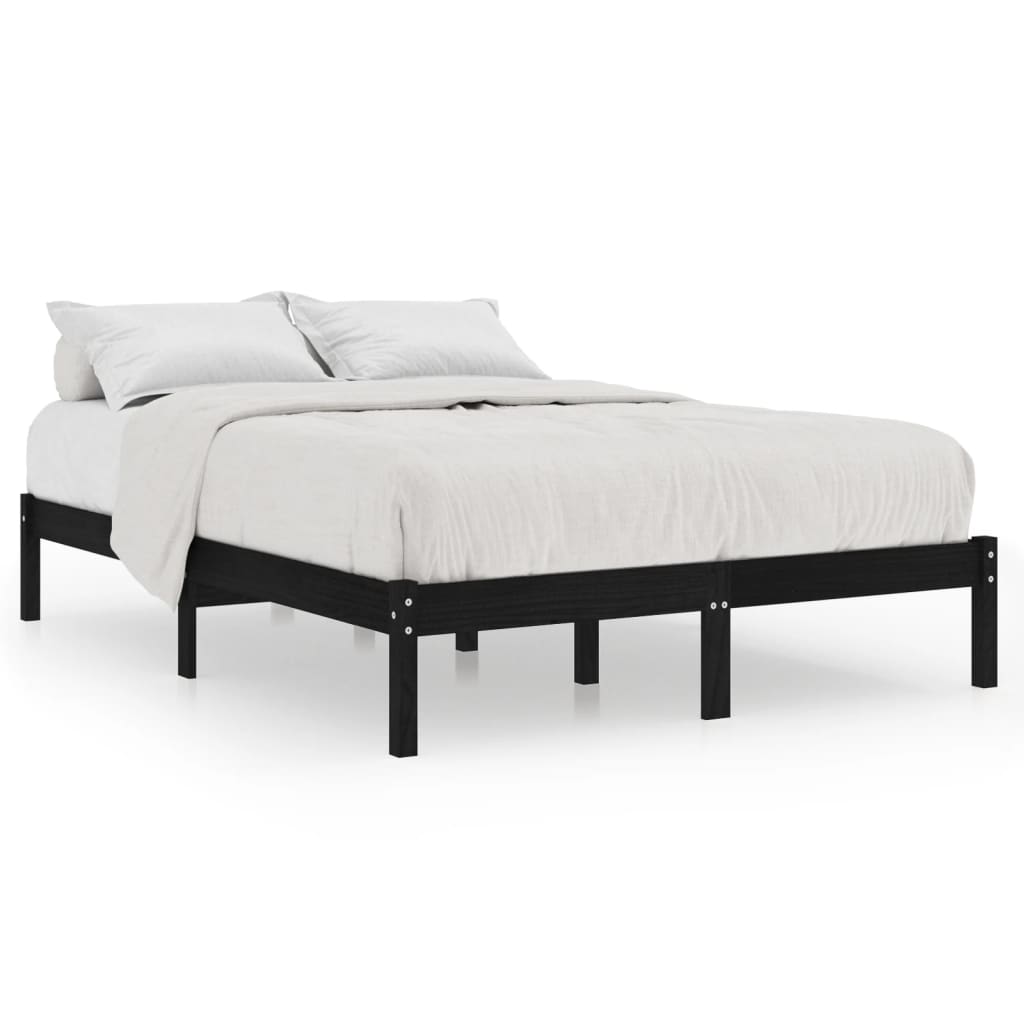 Bed Frame without Mattress Black Solid Wood 183x203 cm King
