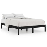 Bed Frame without Mattress Black Solid Wood 183x203 cm King - Front View