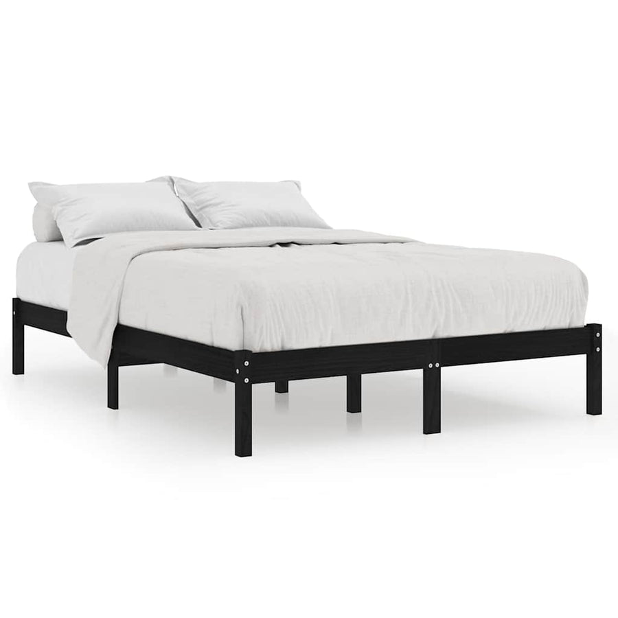 Bed Frame without Mattress Black Solid Wood 183x203 cm King