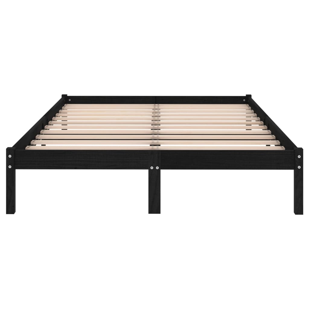 Bed Frame without Mattress Black Solid Wood 183x203 cm King