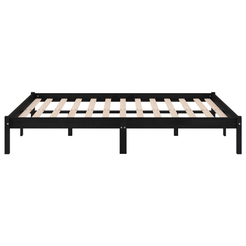 Bed Frame without Mattress Black Solid Wood 183x203 cm King