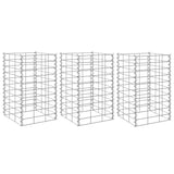 Gabion Raised Beds 3 pcs 30x30x50 cm Iron - Front View