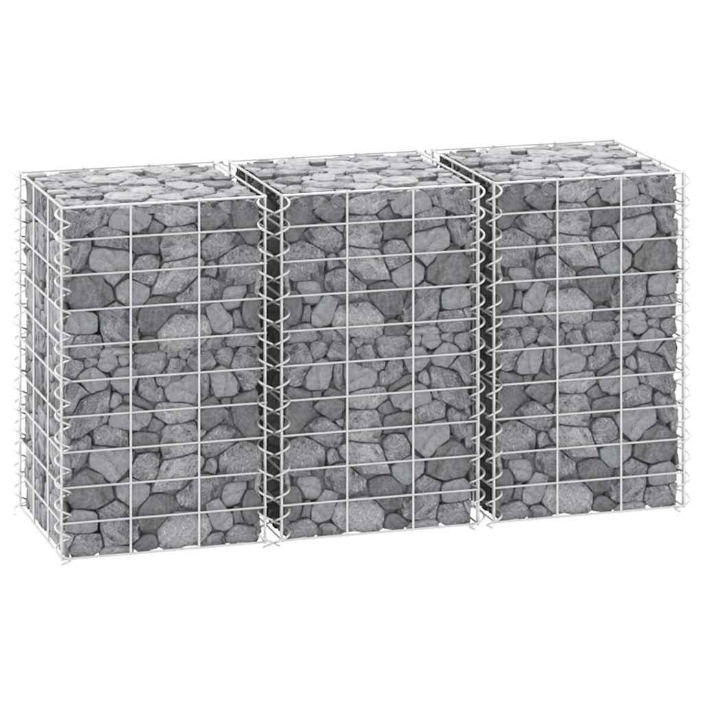 Gabion Raised Beds 3 pcs 30x30x50 cm Iron