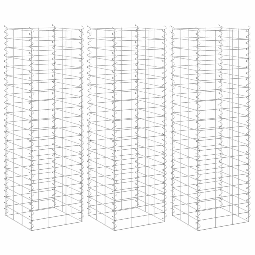 Gabion Raised Beds 3 pcs 30x30x100 cm Iron