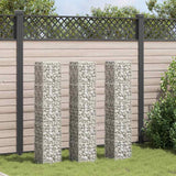Gabion Raised Beds 3 pcs 30x30x150 cm Iron - Front View