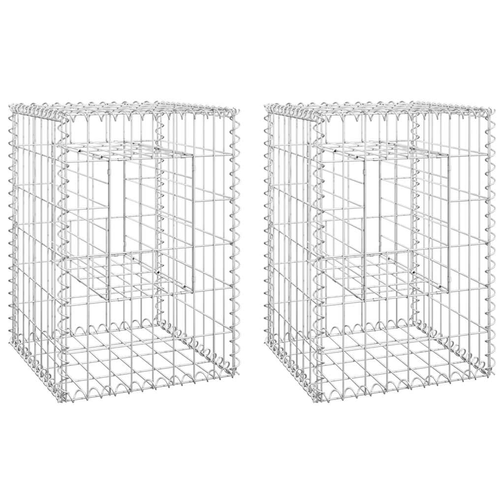 Gabion Basket Posts 2 pcs 40x40x60 cm Iron