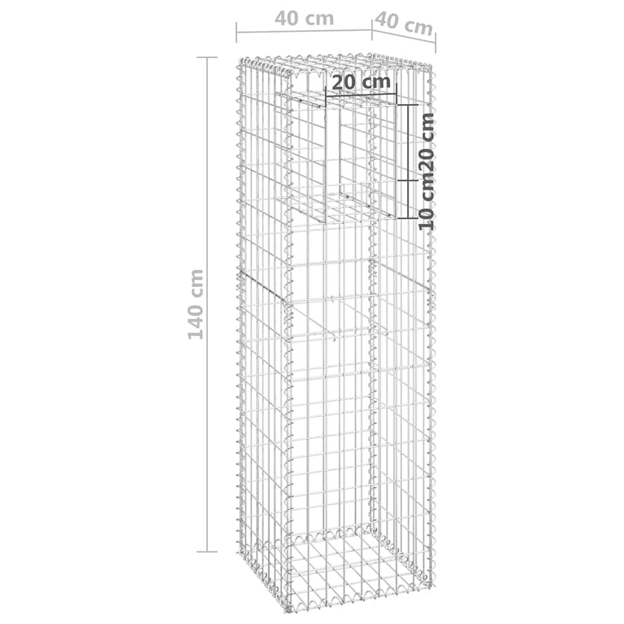 Gabion Basket Post 40x40x140 cm Iron