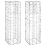 Gabion Basket Posts 2 pcs 40x40x140 cm Iron