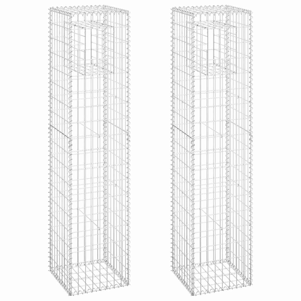 Gabion Basket Posts 2 pcs 40x40x180 cm Iron
