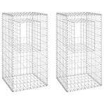Gabion Basket Posts 2 pcs 50x50x100 cm Iron
