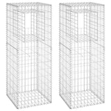 Gabion Basket Posts 2 pcs 50x50x140 cm Iron - Front View