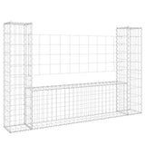 U-shape Gabion Basket with 2 Posts Iron 140x20x100 cm