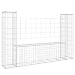 U-shape Gabion Basket with 2 Posts Iron 140x20x100 cm