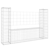 U-shape Gabion Basket with 2 Posts Iron 140x20x100 cm - Front View