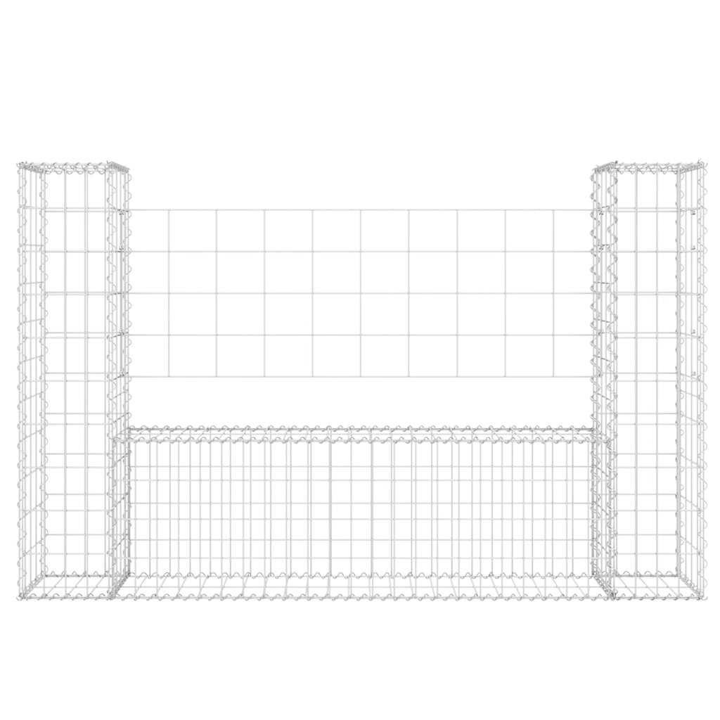 U-shape Gabion Basket with 2 Posts Iron 140x20x100 cm