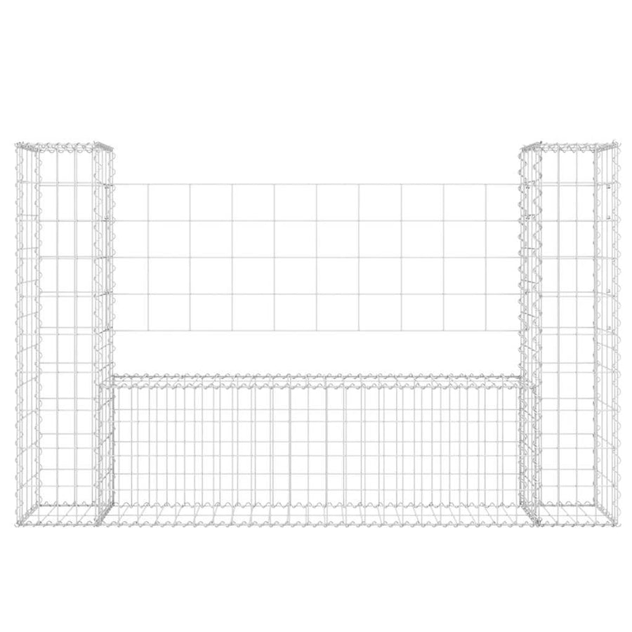 U-shape Gabion Basket with 2 Posts Iron 140x20x100 cm