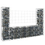 U-shape Gabion Basket with 2 Posts Iron 140x20x100 cm