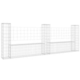 U-shape Gabion Basket with 3 Posts Iron 260x20x100 cm - Front View