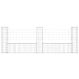 U-shape Gabion Basket with 3 Posts Iron 260x20x100 cm