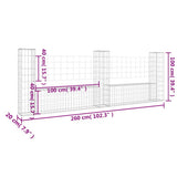 U-shape Gabion Basket with 3 Posts Iron 260x20x100 cm