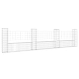 U-shape Gabion Basket with 4 Posts Iron 380x20x100 cm - Front View