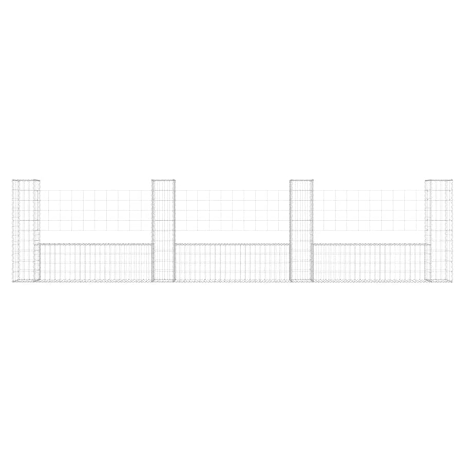 U-shape Gabion Basket with 4 Posts Iron 380x20x100 cm