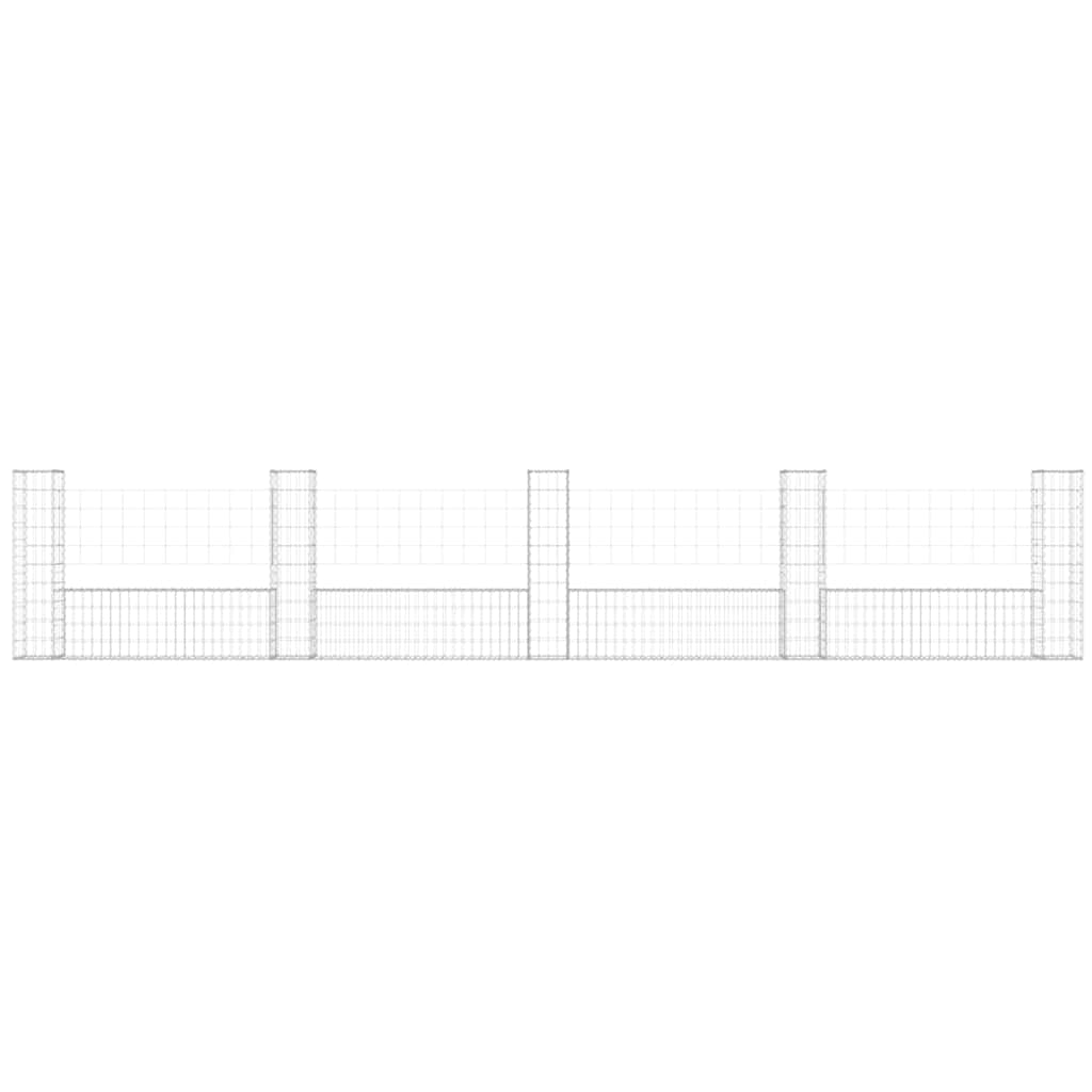 U-shape Gabion Basket with 5 Posts Iron 500x20x100 cm