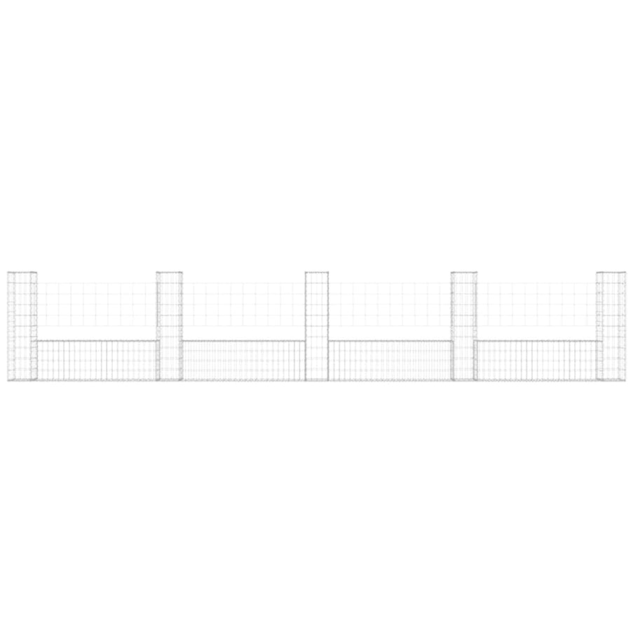 U-shape Gabion Basket with 5 Posts Iron 500x20x100 cm