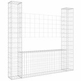 U-shape Gabion Basket with 2 Posts Iron 140x20x150 cm