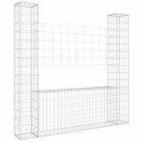 U-shape Gabion Basket with 2 Posts Iron 140x20x150 cm - Front View
