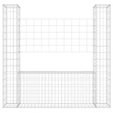 U-shape Gabion Basket with 2 Posts Iron 140x20x150 cm - Side View