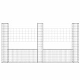 U-shape Gabion Basket with 3 Posts Iron 260x20x150 cm - Side View