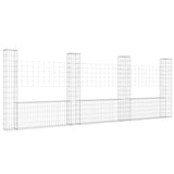 U-shape Gabion Basket with 4 Posts Iron 380x20x150 cm - Front View