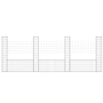 U-shape Gabion Basket with 4 Posts Iron 380x20x150 cm