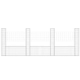 U-shape Gabion Basket with 4 Posts Iron 380x20x150 cm - Side View