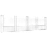 U-shape Gabion Basket with 5 Posts Iron 500x20x150 cm - Front View