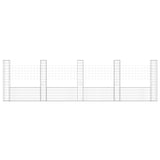 U-shape Gabion Basket with 5 Posts Iron 500x20x150 cm - Side View