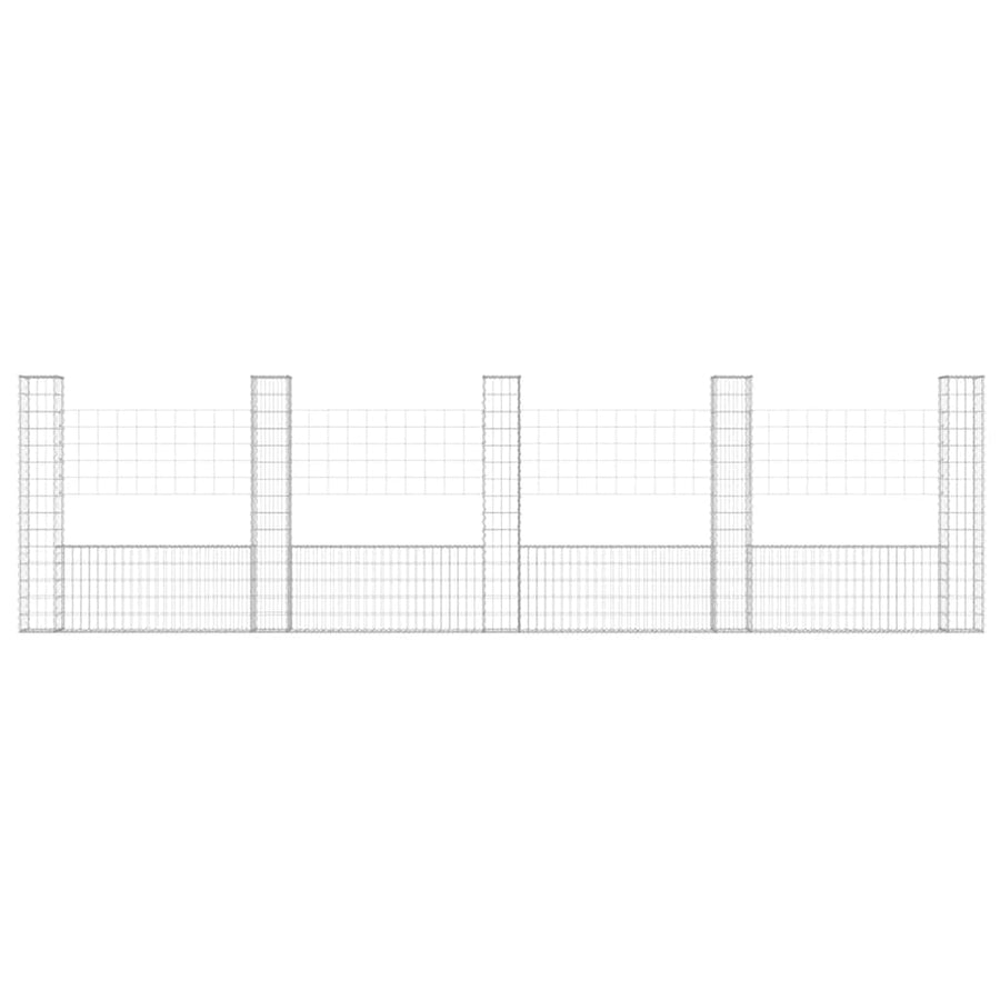 U-shape Gabion Basket with 5 Posts Iron 500x20x150 cm