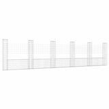 U-shape Gabion Basket with 6 Posts Iron 620x20x150 cm