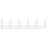 U-shape Gabion Basket with 6 Posts Iron 620x20x150 cm