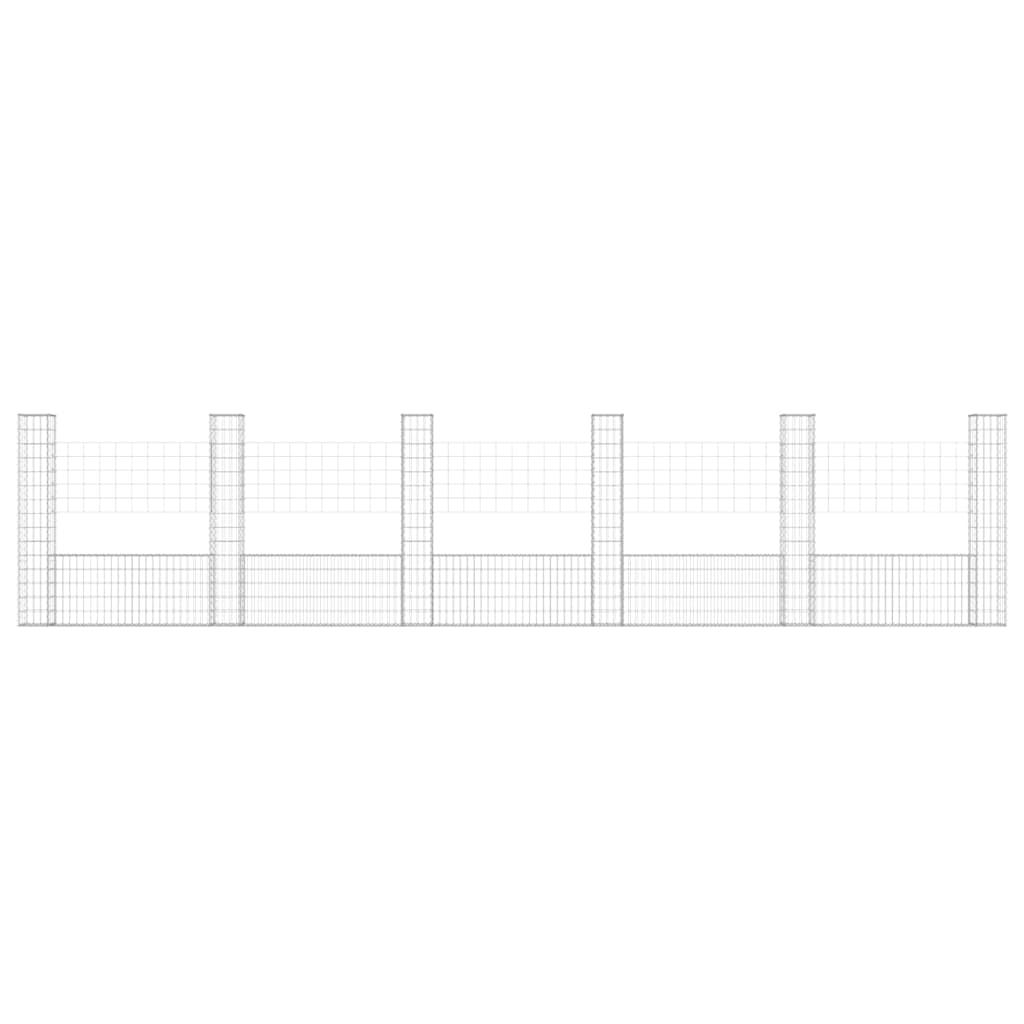 U-shape Gabion Basket with 6 Posts Iron 620x20x150 cm